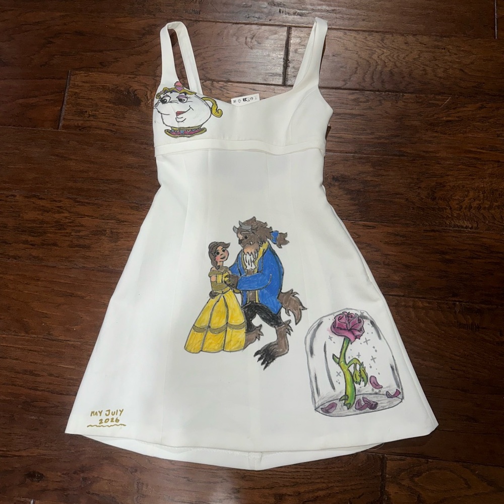 ZARA dress with Hand-Drawing Beauty & The Beast
